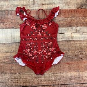 mia joy floral ruffle swim suit